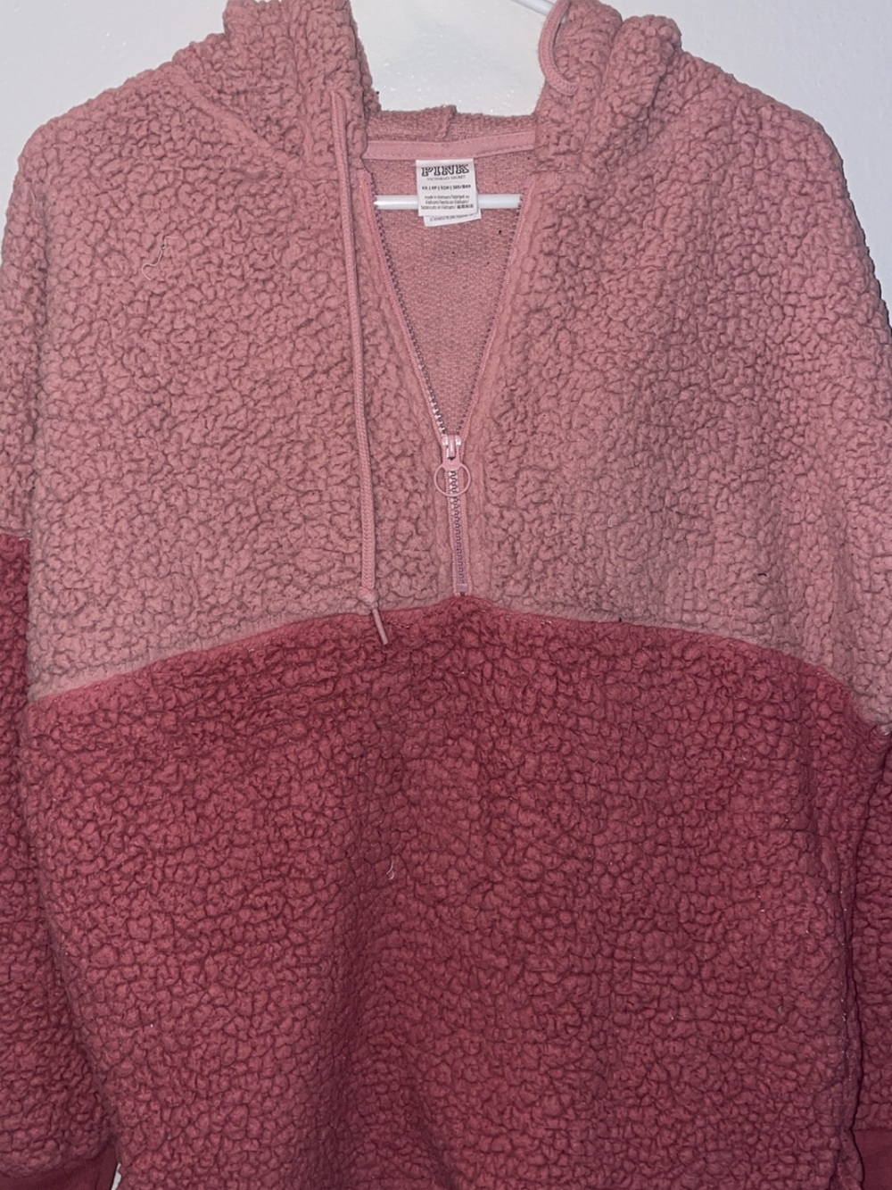 PINK Victoria's Secret Two-Tone Pink Teddy Sherpa Pullover